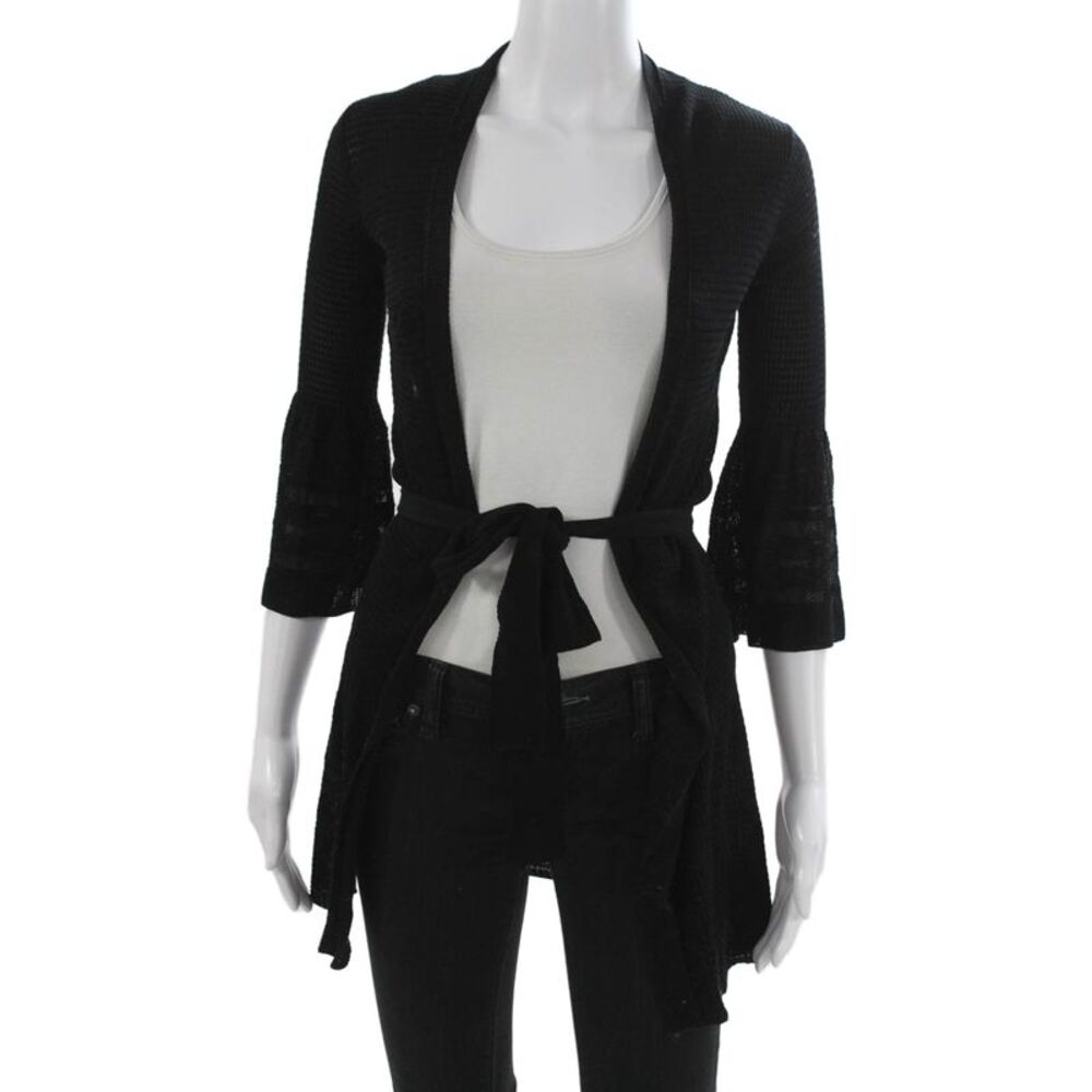 Missoni Womens Cardigan Black Polyester Blend 3/4 Sleeve Size 38